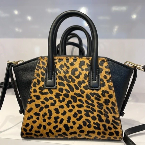 Avril Extra-Small Cheetah Print Calf Hair and Leather Satchel BLACK COMBJO - Picture 7 of 16
